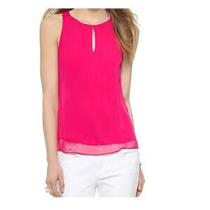 DIANE VON FURSTENBERG Raica‎ 100 % Silk keyhole Pink Sleeveless Top Size P